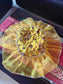 Decorative Yellow Multicoloured Embriodered Organza Gota Patti Thalposh/Thali Cover