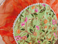 Decorative Orange Green Embriodered Golden Organza Gota Patti Thalposh/Thali Cover
