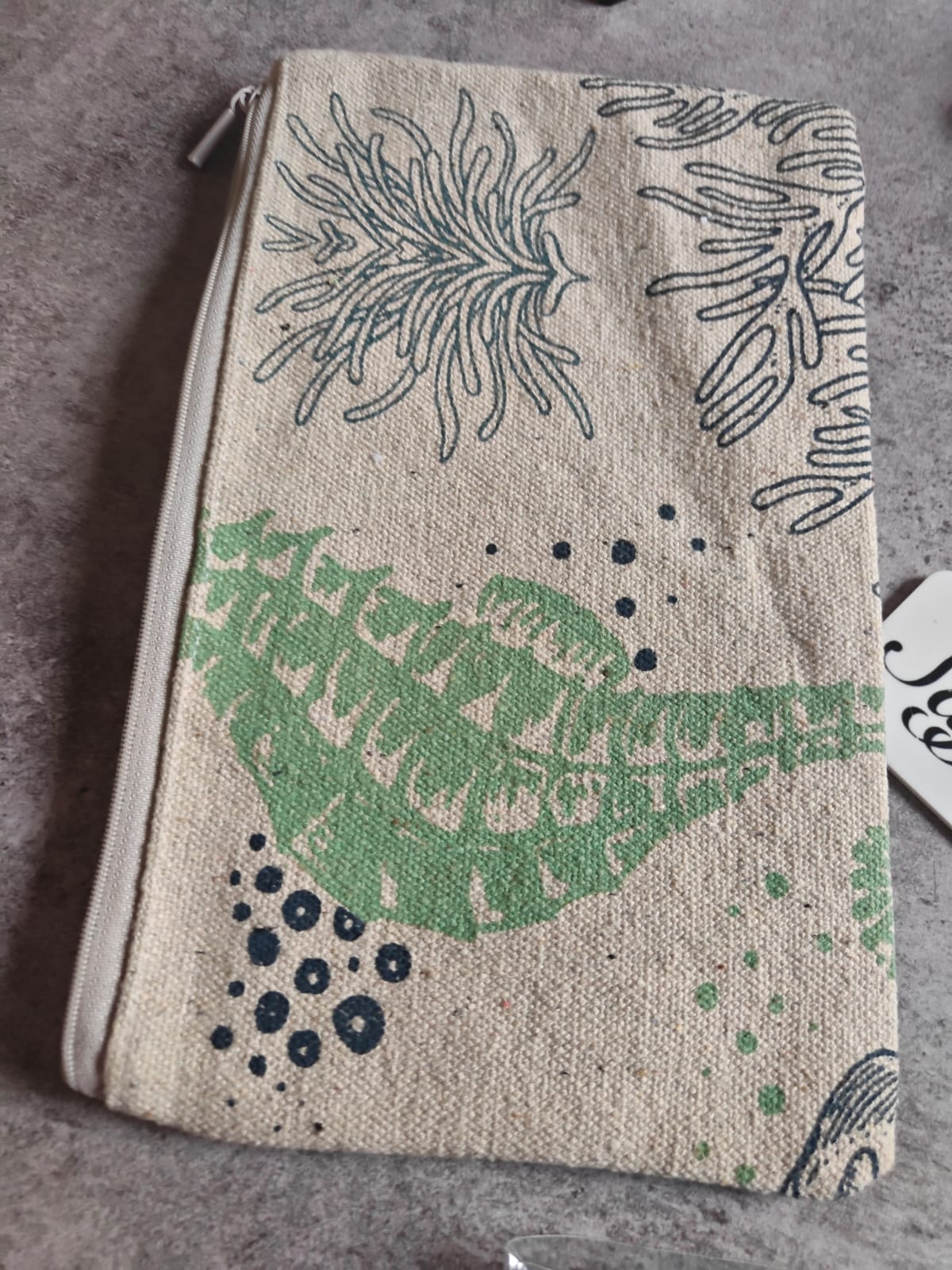 Bright Turquoise Coral Eco Friendly Cotton Multi Purpose Pouch  Big Pencil Pouch