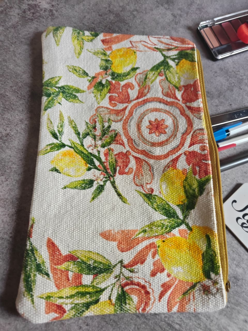 Designer Citrus Cotton Multi Purpose Pouch Bag Cosmetic Bag Travel Medicine case