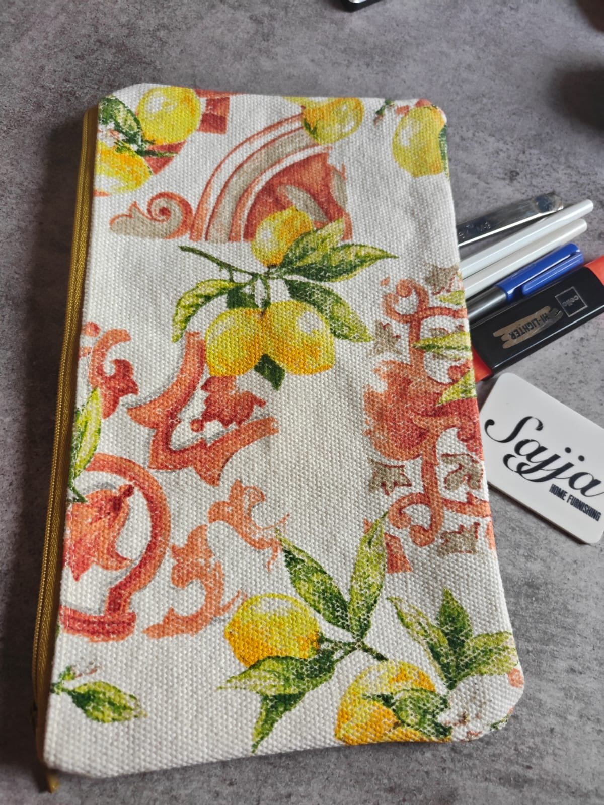 Designer Citrus Cotton Multi Purpose Pouch Bag Cosmetic Bag Travel Medicine case