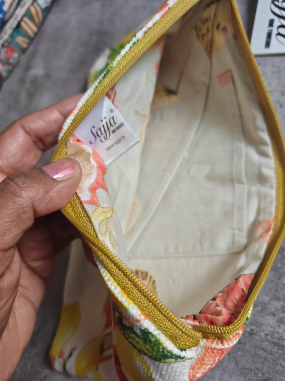 Designer Citrus Cotton Multi Purpose Pouch Bag Cosmetic Bag Travel Medicine case