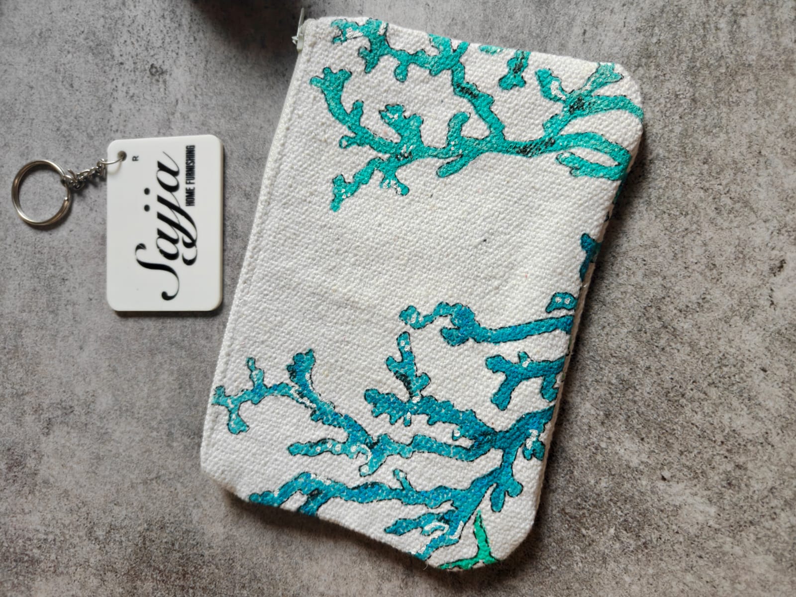 Blue Coral Cotton Fabric Pouch Cosmetic Bag Pencil Pouch Wallet Boys Girl Women