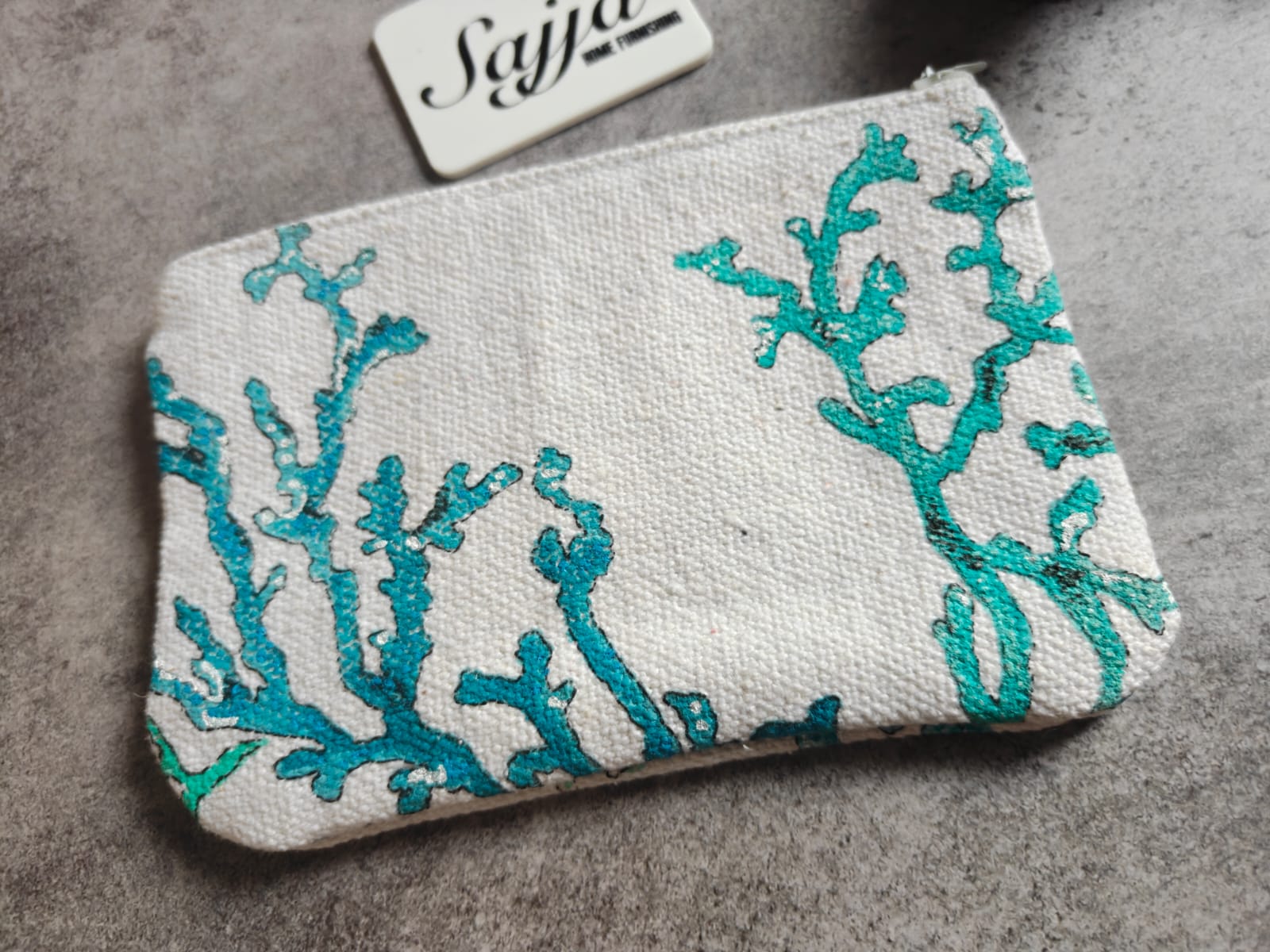 Blue Coral Cotton Fabric Pouch Cosmetic Bag Pencil Pouch Wallet Boys Girl Women