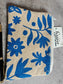 Blue English Floral Cotton Pouch Travel Bag Cosmetic & Toiletry Bag Pencil Pouch Sanitary NapkinPouch