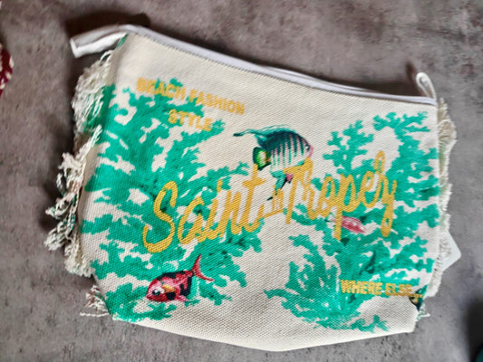 Stylish Chic Fringes Sea Life Canvas Cotton Pouch Travel Bag Cosmetic & Toiletry Bag iPad Bag