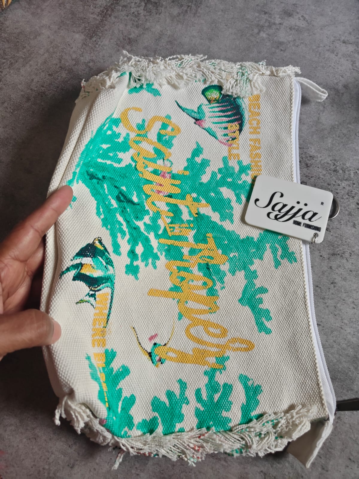 Stylish Chic Fringes Sea Life Canvas Cotton Pouch Travel Bag Cosmetic & Toiletry Bag iPad Bag
