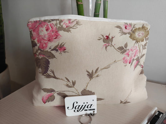 Eco Friendly Floral Cotton Quilted Multi Purpose Pouch Cosmetic Bag iPad Pouch