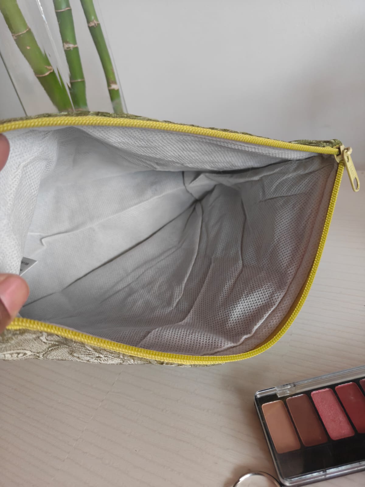 Embroidered With Stone Work Raw Silk Multi Purpose Pouch Cosmetic Bag Pencil Pouch Clutch Bag