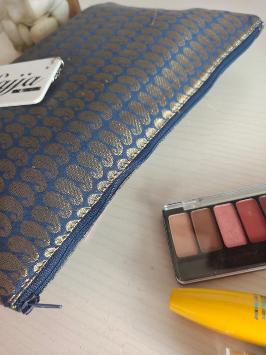 Brocade Silk Gold Multi Purpose Pouch Cosmetic Bag Pencil Pouch Clutch Bag iPad pouch