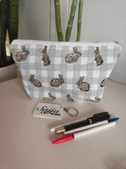 Quirky Rabbit Cotton Big Multiuse Storage Pouch bag Cosmetics Case Jewellery