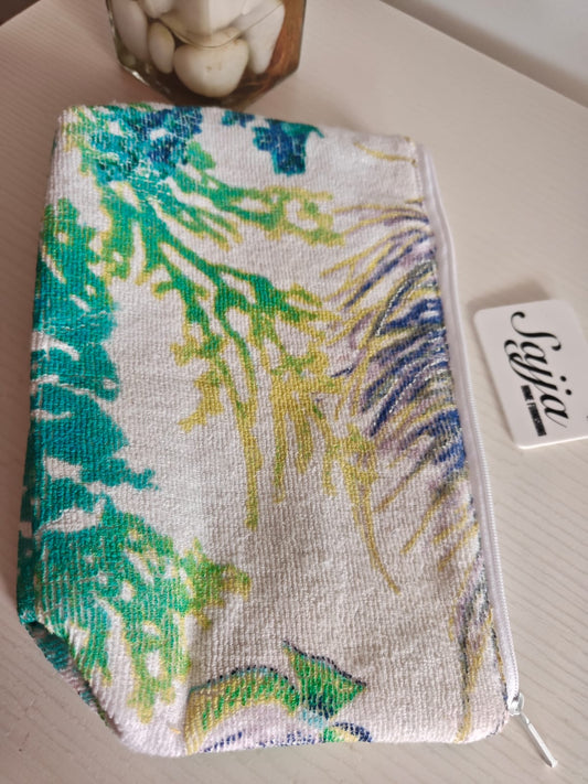 Designer Big Coral Cotton Fabric Pouch Cosmetic Bag Pencil Pouch Boys Girl Women Makeup kits