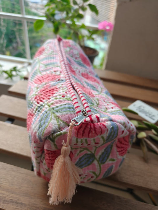 Hand Block Print Travel Kit Cotton Pouch | Travel Kit | Bag | Travel Utility | Accessory