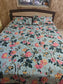 Traditional Anokhi Print Green floral Birds Pure Cotton Double bed King Bedsheet