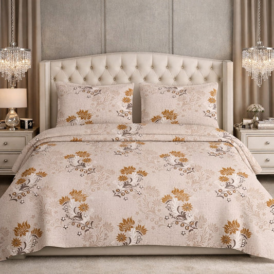 Designer Peach Brown  Super King Double Bedsheet 120 x120 inches