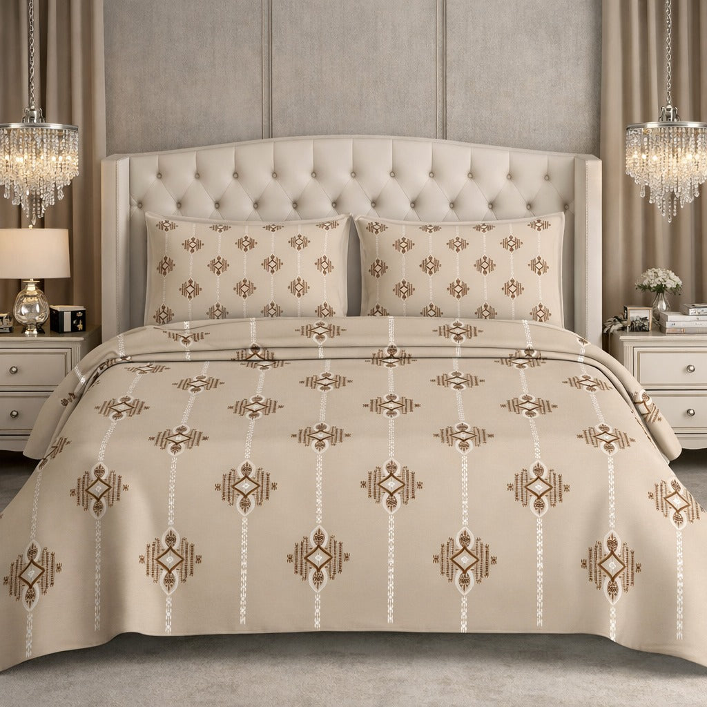 Deluxe Feather Soft Super King Bedsheet 10f x 10f Jumbo Size Bedsheet Set - Earthy Light Brown