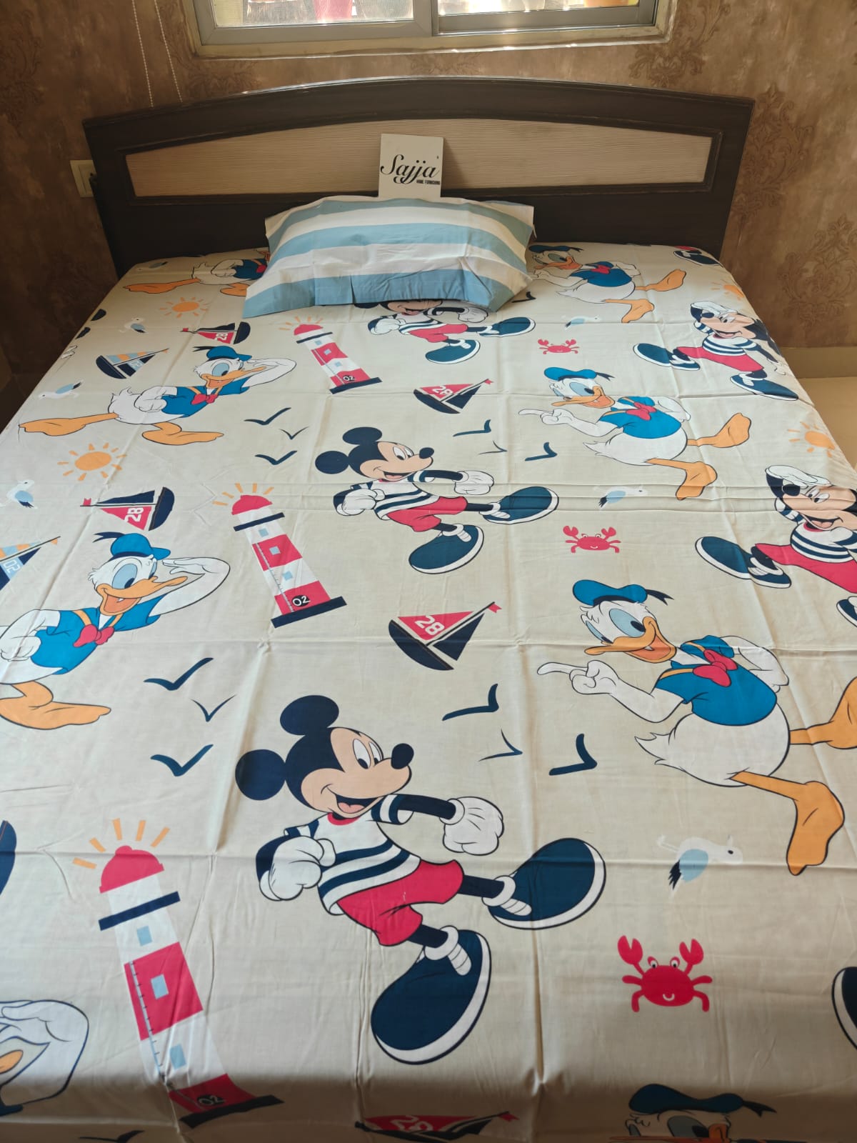 Sajja Buy Online Disney Mickey Mouse Kids Print Single Bedsheet (60 x 90in)