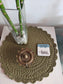 Elegant Teal Round Floral Rose Round Cotton Fabric Focal Table Mat