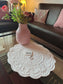 White Spirally Oval Round Table Fabric Decorative Quilted Table Mats 1 piece