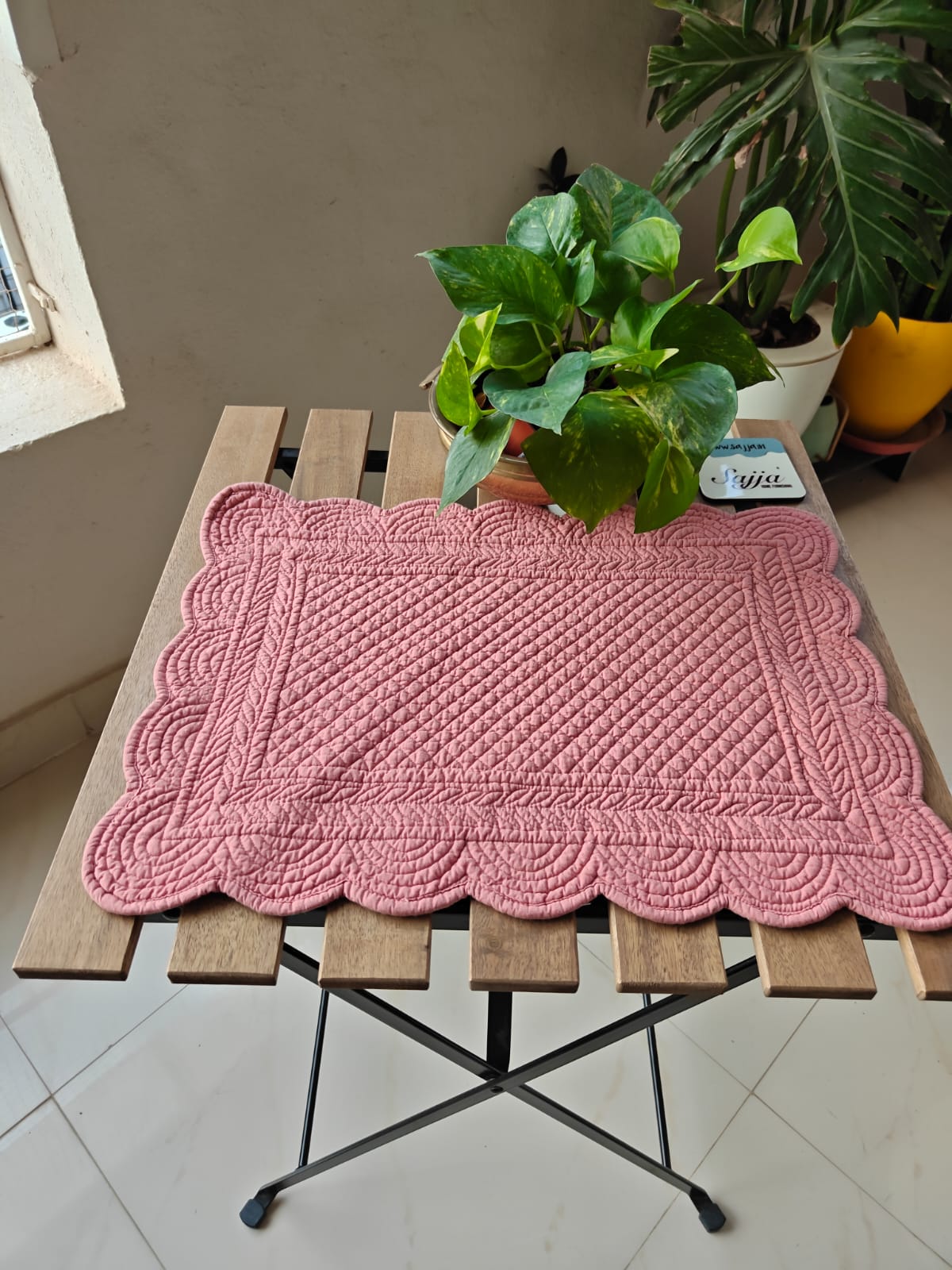 Sugar Coral Quilted Cotton Mat Focal Runner Fabric Table Placemat