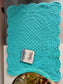 Scalloped Rectangular Turquoise Blue Focal Quilted Decorative Placemat