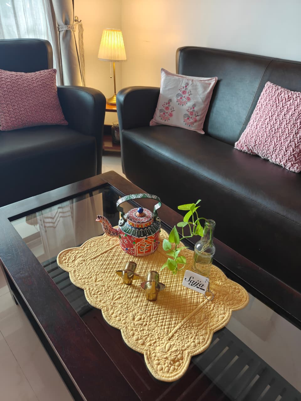 Chic Reversible Yellow Stylish Quilted Table Placemat Mat