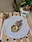 Ash Grey Round Table Fabric Decorative Quilted Table Mats 1 piece
