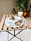 Off White Leaves Floral Quilted Cotton Round Table Fabric Placemat Mat - 1 piece