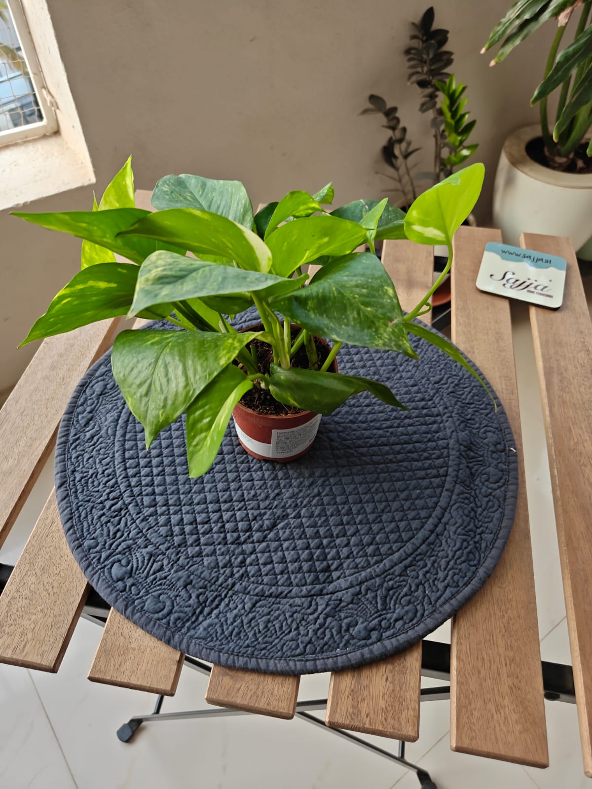 Navy Blue Round Cotton Fabric Placemat Table Mat- 1 piece