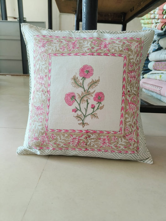 Hand block Kamal Floral Cotton 16 x 16 inches (Set of 5 cushion covers )