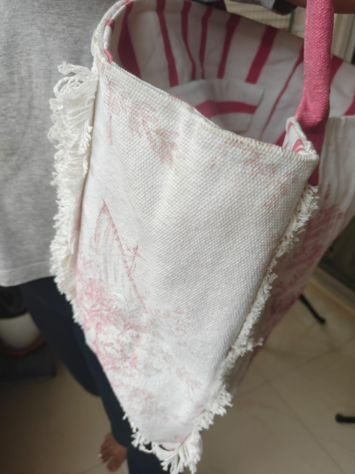 Designer Organic Cotton English Coastal Fringes Beach Shoulder Bag Shopping bag Mode bag 