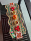 Swastik Gota Patti Festive Centre piece Decor Tealight Runner Mat Rectangle Rangolis
