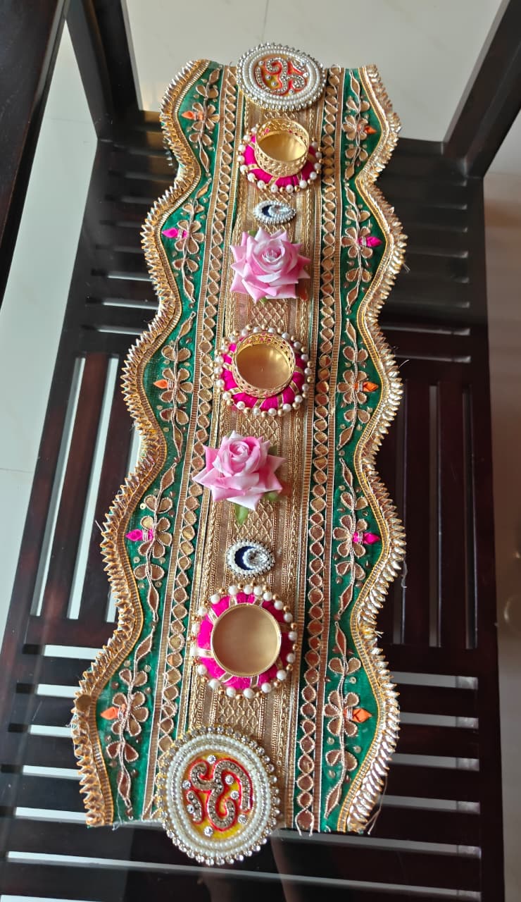 ऊं Artistic Tealight Runner Festive Centre piece  Rectangle Rangolis Diwali Dusshera Decoration Festive Decor