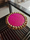 Reversible Handmade Jhumki Platter (11 Inch) with Gota Balls & Golden Moti Wedding Decoration Setup, Festive Home Décor, Haldi Mehendi Setup, Table Centerpiece & Wedding Gifting Items
