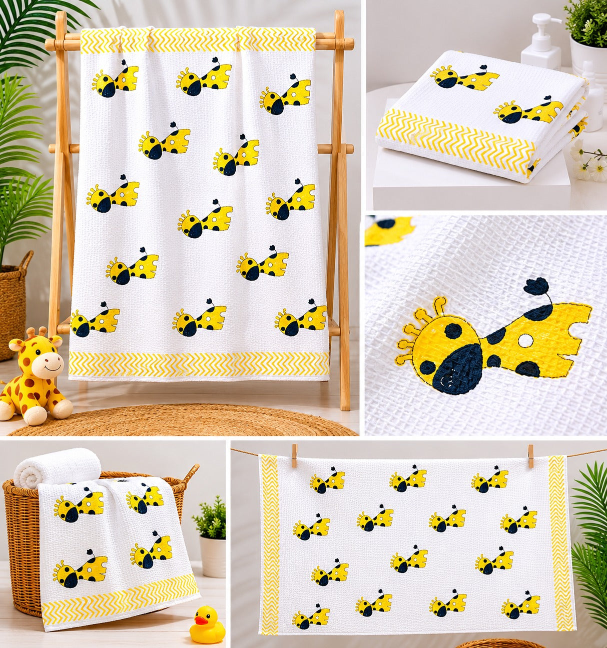 Baby Giraffe Hand Block Kids Bath Towel