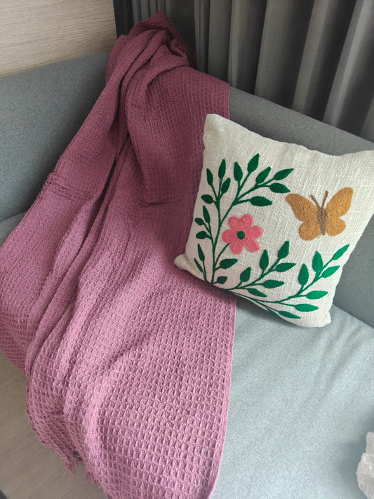 Colonial Rose Gold Waffle Weave Pure Cotton Throw (Onesize)
