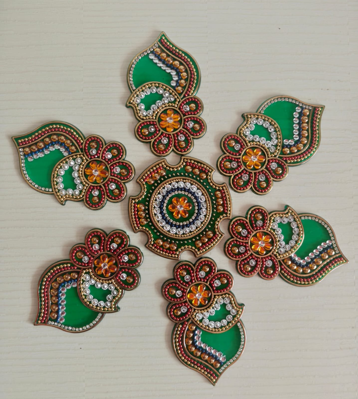 Auspicious Durga Rangoli Floral Betel Leves Rangoli Set