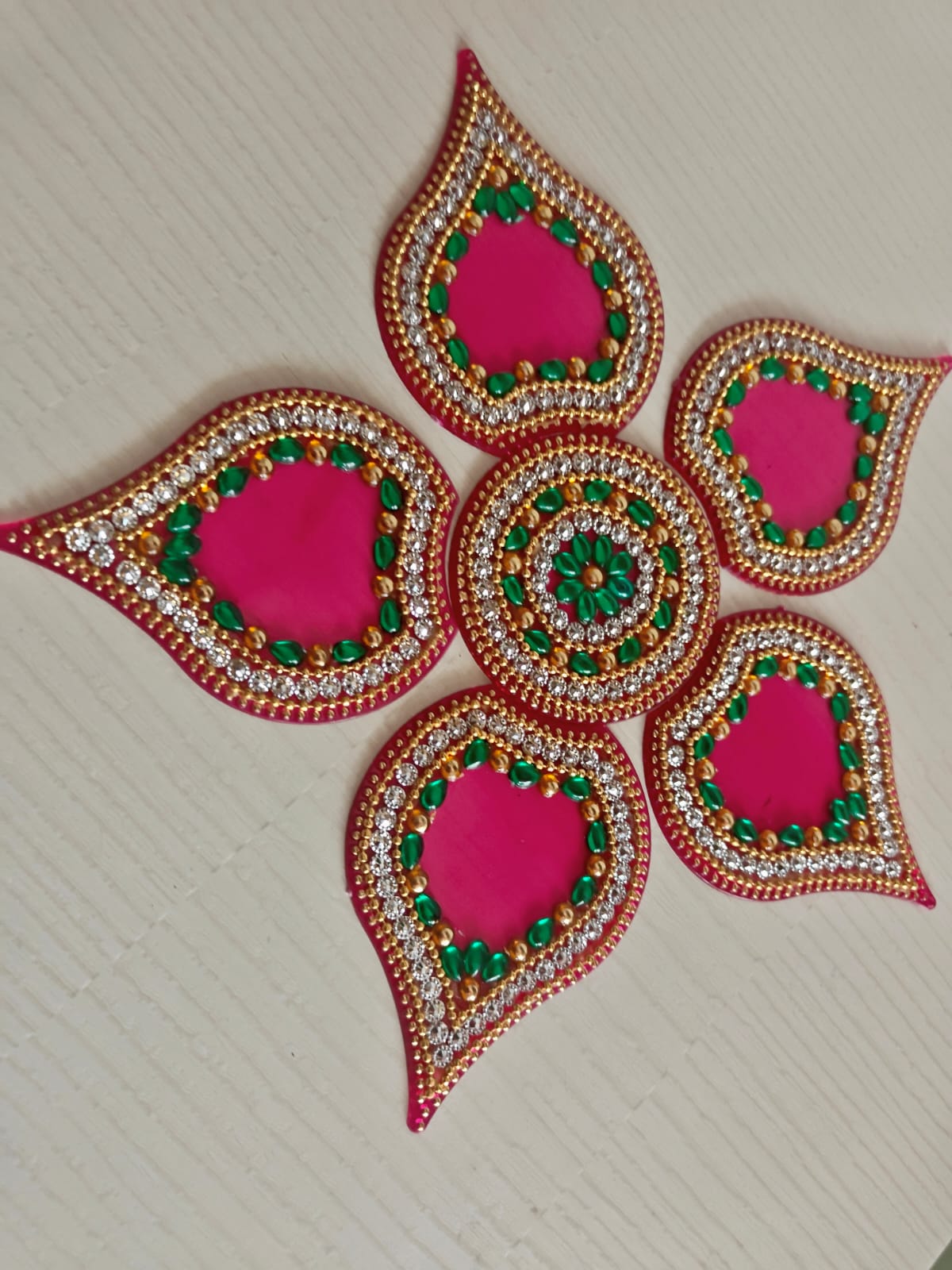 Designer Acrylic Rangoli Single Sided Modak Pink Big