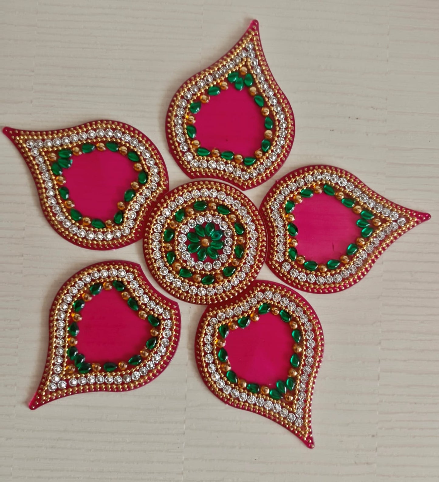 Designer Acrylic Rangoli Single Sided Modak Pink Big