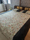 English Earthy Floral Cotton King Size With Solid Border Double Bedcover with 2 Pillow Covers
