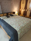 English Earthy Floral Cotton King Size With Solid Border Double Bedcover with 2 Pillow Covers

