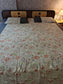 English Earthy Floral Cotton King Size With Solid Border Double Bedcover with 2 Pillow Covers
