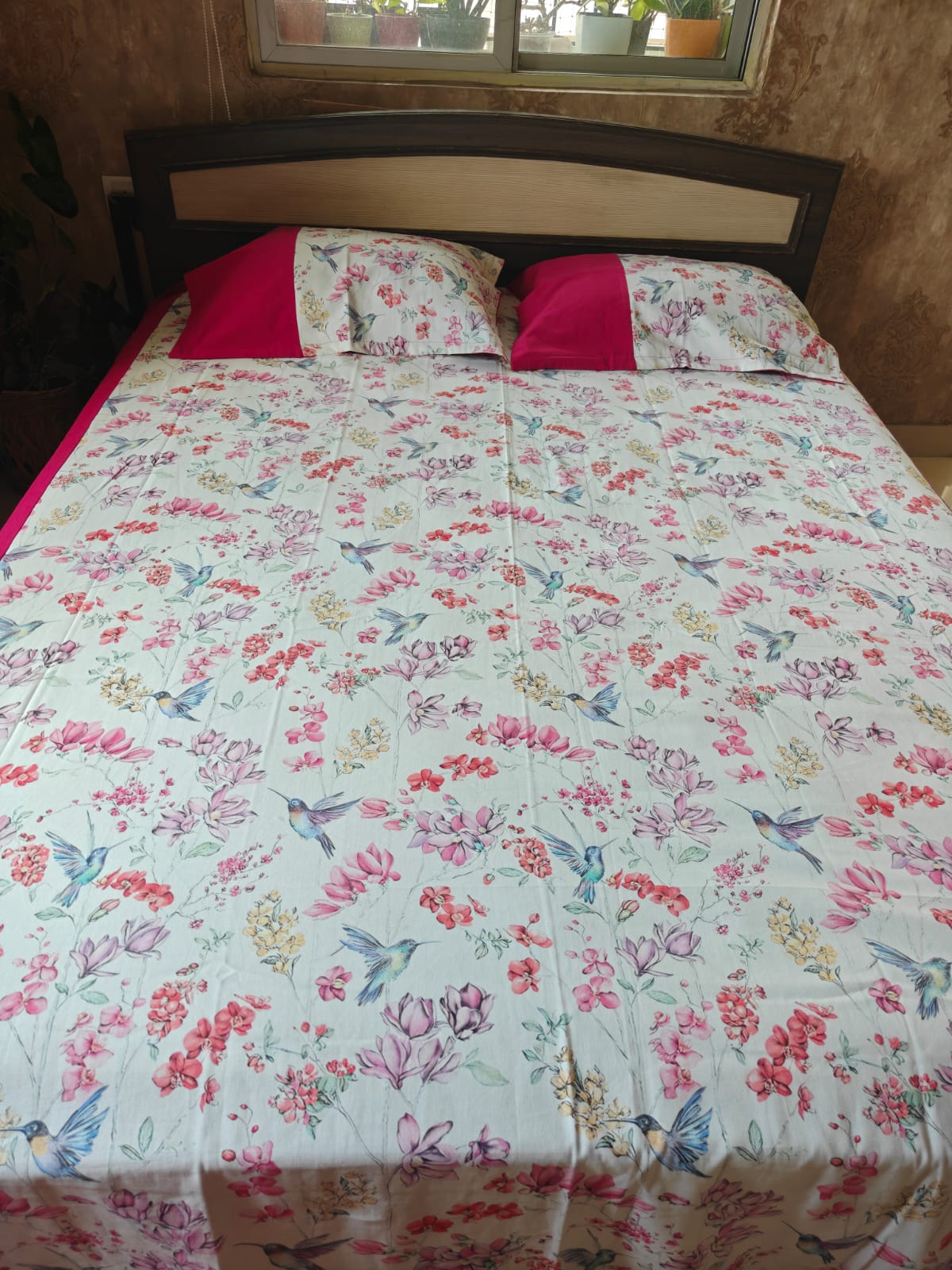 Sajja Signature Handloom Duck Cotton Pink Floral Becover Bedspread