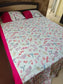 Sajja Signature Handloom Duck Cotton Pink Floral Becover Bedspread