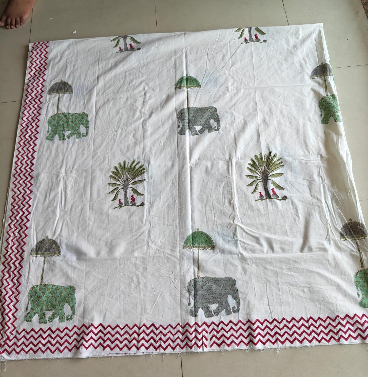 Buy Premium South Cotton Mughal Hatti Hand block Double Bedsheet King 9 feet x 9 feet