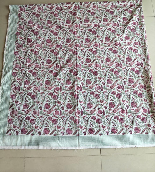 Premium Quality Hand Block Pink Wine King Cotton Bedsheets Online 108 inches x 108 inches