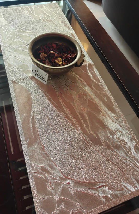 Stylish Laser Marble finish Rose Gold DINING TABLE RUNNER (Size 13 x 36 Inches)