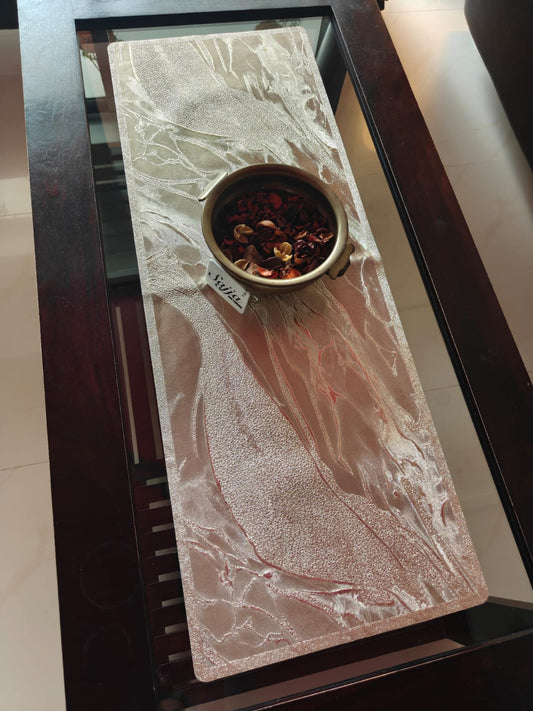 Stylish Laser Marble finish Rose Gold DINING TABLE RUNNER (Size 13 x 36 Inches)