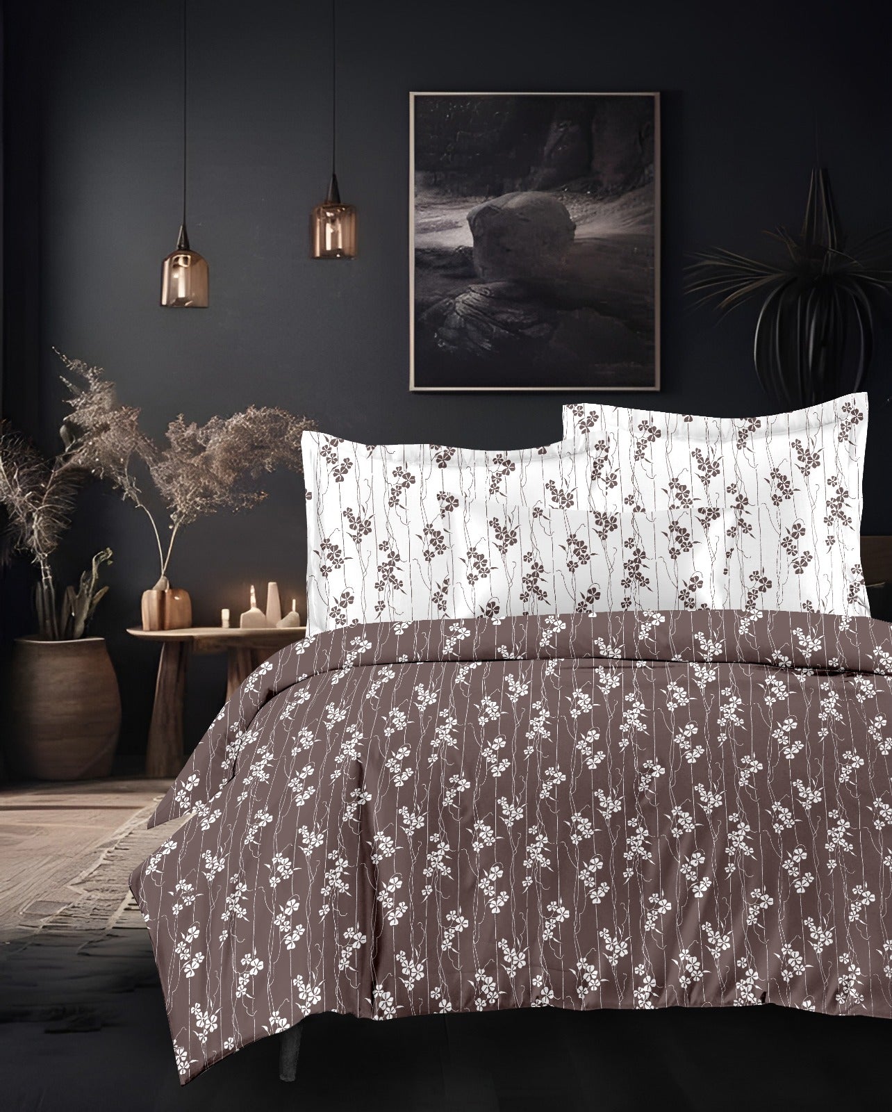 Designer Luxury Living Cotton Chocolate Brown Super King Double Bedsheet 9 feet x 9 feet