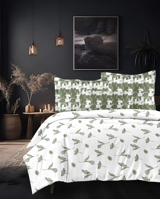 Designer French Luxury Living Cotton forest Green King Double Bedsheet 9 feet x 9 feet